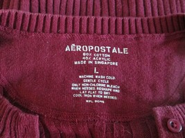 Aeropostale Cranberry Burgundy Rib Knit Deep V-Neck Sweater (L) Euc - Wpl 8046 - £11.72 GBP