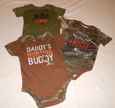 Baby Boys Mossy Oak 3 pc Pack Bodysuit Set Size 3/6 12 18 24 Months Camo Outfit - £20.32 GBP