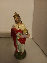 Vintage 5&quot; Wise Man King Christmas Nativity Figure Paper Mache Composition Italy - £9.75 GBP