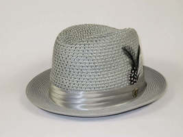Men's BRUNO CAPELO Stingy Brim Fedora Braid Straw Hat Santa Cruz SC617 Silver image 4
