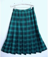 Vintage Pendleton Wool Pleated Tartan Plaid Wool Skirt 8 Petite Black Gr... - £36.05 GBP