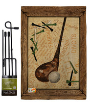 Strike A Golf Ball Burlap - Impressions Decorative Metal Garden Pole Flag Set GS - £27.06 GBP