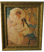 Beautiful Print Painting in Gold Gilded Wood Frame, 31 x 26 cm - $54.55