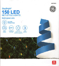 GE 5270933 150CT MULTI COLOR GREEN WIRE STAYBRIGHT LED NET LIGHTS 6x4&#39; -... - £19.61 GBP
