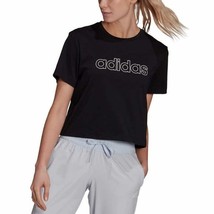 Cropped Tee adidas Women&#39;s XL X-Large Black Logo Crop Short Sleeve Cotto... - £15.32 GBP