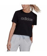 Cropped Tee adidas Women&#39;s XL X-Large Black Logo Crop Short Sleeve Cotto... - £15.37 GBP