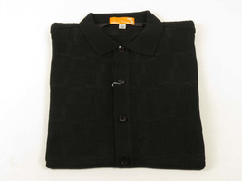 Mens Stacy Adams Italian Style Knit Woven Shirt Short Sleeves 71010 Black image 2