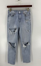 American Eagle Womens Mom Jeans Size 4 Long Light Blue Distressed Denim - $29.70