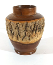 Vintage Natural Wood Raw Bark Live Edge Japanese Tea Caddy Jar No Lid - £51.27 GBP