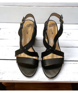 Clarks Jaelyn Fog Black Leather Strappy Heels Dress Sandals Women&#39;s Size... - $47.52