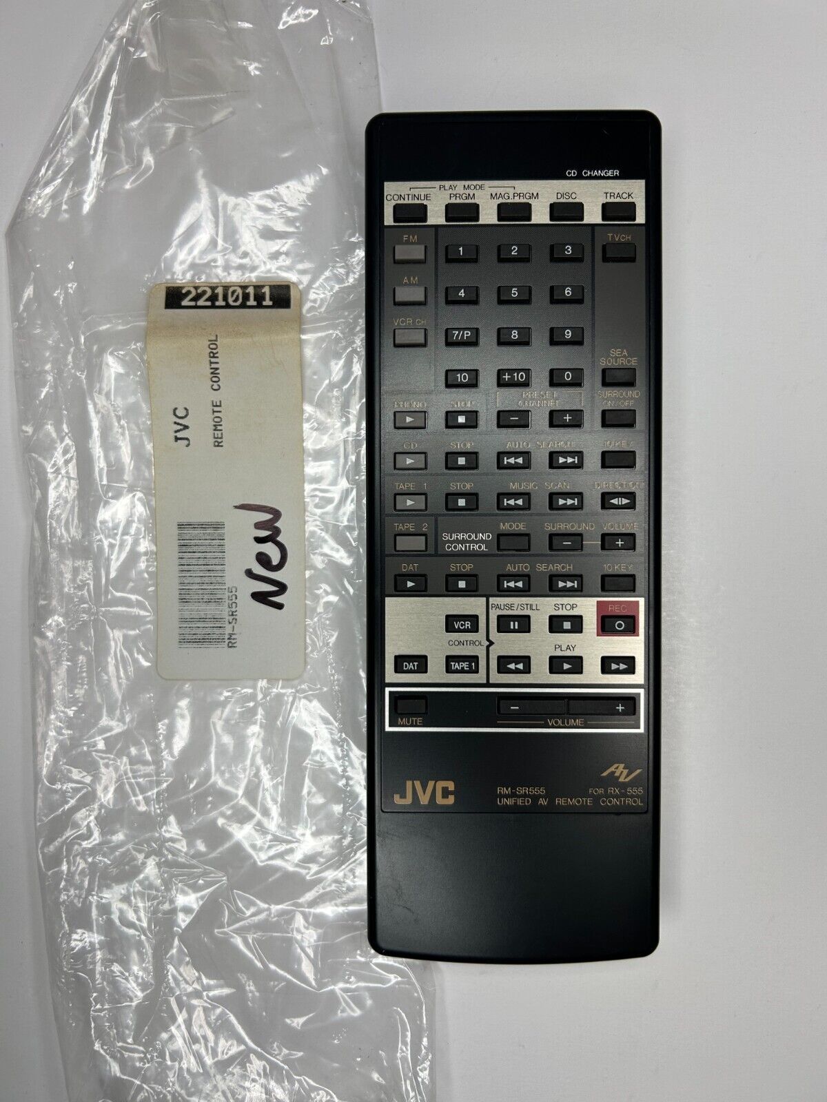 JVC RM-SR555 Remote Control, OEM NOS for AV Receiver RX-555 RX-555BK RX-555BKJ  			