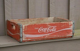 Vintage Coke Coca Cola Red Wooden Soda Pop Bottle Crate Carrier Tool Open Box - £54.50 GBP