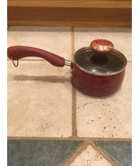 PAULA DEEN SIGNATURE 1 Qt Non-Stick SAUCEPAN Red Speckled PORCELAIN w/ G... - $22.75