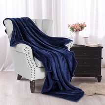 Extra Large Navy Blue Fleece Throw Blanket For Couch 300Gsm, Super Soft 50X70 In - £20.87 GBP