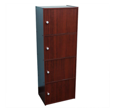 Home Basics-5-Door Cube Cabinet MAHOGANY 17&quot;Lx11&quot;Dx58&quot;H Five Shelves Shelf Doors - £83.06 GBP