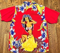 Avanti Hawaiian Shirt Mens Large 100% Silk Hula Girl Hawaii Rare - $84.81