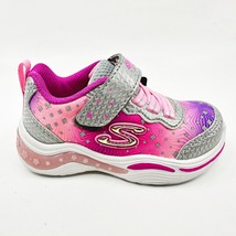 Skechers S Lights Power Petals Painted Daisy Silver Pink Toddlers Girls Size 6 - £31.92 GBP