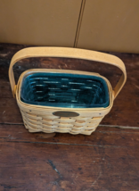 VTG 2001 Longaberger Dresden Basket with Swing Handle, Liner, Protector EUC - £18.55 GBP