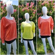 Juicy Couture cotton velour crew top UV yellow or corral June size L or XL new - £49.36 GBP