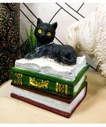 Ebros Wiccan Black Cat Pentagram Star Green Book Of Spells Box Figurine - $419.61 MXN