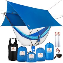 Cushy Camper Premium Hammock With Rain Fly, Bug Net, Tree Straps, And Dry Bag - - £51.94 GBP