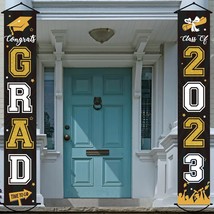 2023 Graduation Banner Class Of 2023 Congrats Grad Porch Sign Party Deco... - $16.99