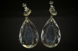 Pair of Clear Crystal Teardrop Prism Chandelier Pendant Replacement Part... - $12.86