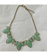 Charming Charlie Necklace Mint Green Leaf   Gold tone Chain Chunky 18-20... - £16.39 GBP