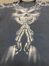 Grim Reaper Skeleton Skull Bones Praying Hands Shirt Sz Large Black - £16.65 GBP