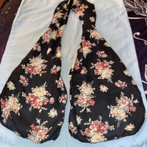 Women’s  Sheer Scarf 52” Long X 10” Wide Print Black With Floral Polyester - $4.75