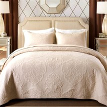 King Size Cotton Vintage Floral Paisley Quilt Set Scalloped Comforter Be... - $80.95
