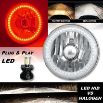 1x 5-3/4&quot; Red SMD LED Halo Angel Eye Crystal Clear Headlight w/ 6k LED Bulb EACH - £59.69 GBP