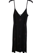 Oasis Woman&#39;s Size 8 U.S/ 14 U.K Black Pink Slip Dress Floral V-Neck Pol... - $12.99