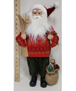 Holiday Time Santa in Red Sweater with Skis and Burlap Sack Indoor Decor... - $34.64