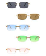 Rimless Rectangle Retro Tinted Fashion Sunglasses - €10,77 EUR