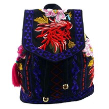 National style embroidered canvas Backpa vintage fashion women travel Backpa  ba - £60.90 GBP