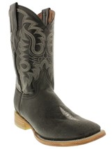 Mens Black Cowboy Boots Stingray Diamond Print Leather Western Square To... - $107.90