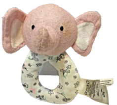 Precious Firsts by Carter&#39;s Pink and White Elephant Rattle Ring Plush Baby - £9.62 GBP