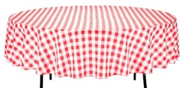 Fabric Satin Tablecloth 70&quot;Round (4-6 People) Red &amp; White Plaid Buffalo Check,Lt - £14.46 GBP
