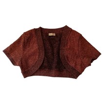 Y2K Metallic Bronze Bolero Shrug M Sweater Vintage 90s Glittery Witchy Fairy  - £20.63 GBP