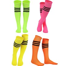 4 Pair Colorful Striped Knee Socks High Witch Knee Socks High Socks For Women Gi - £21.25 GBP