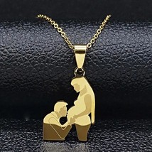 NEW 20&quot; Gold &quot;Family&quot; Pendant Necklace Dad &amp; Expecting Mom 1st Mother&#39;s Day - £12.69 GBP