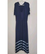 LANE BRYANT Blue OMBRE Tie Dye Rayon Knit Maxi Dress Short Sleeve 14/16 - $396.29 MXN