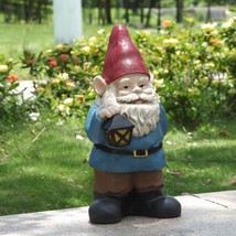 Gnome Holds Lantern--Garden Statue, Garden Decor, Home Decor, Resin Scul... - $66.69