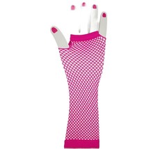 Fingerless Fishnet Gloves Mid Arm Length Pop Rock Star 80s Costume Hot Pink 3008 - £12.04 GBP