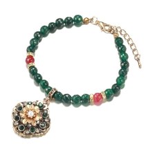 Fashion Ethnic Bride Bracelet For Women Luxury 585 Zinc Alloy Green Natural Ston - £9.87 GBP