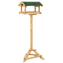 Outdoor Garden Bird Feeder With Stand Solid Fir Wood Birds Feeders Hut - $33.97