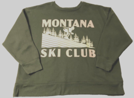 Montana Ski Club Time &amp; Tru Girl Green Snow Skiing Vintage Sweatshirt L 12-14 - £7.22 GBP