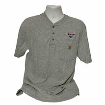 Carhartt Shirt Mens Medium Heather Gray Henley Short Sleeve Pocket Tee W... - £13.87 GBP