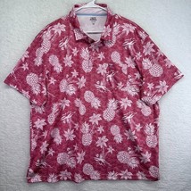 Izod Saltwater Polo Shirt Mens XXL 2XL Red Pineapple Tropical Hawaiian R... - £17.11 GBP